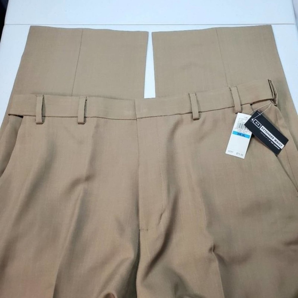 *SOLD* Van Heusen Tan No-Iron Extender Flat-Front Dress Pants 36x36 - Picture 6 of 13